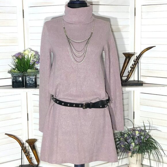 Lulu's soft turtleneck sweater dress very warm light purple pink long sleeves S - Picture 2 of 14